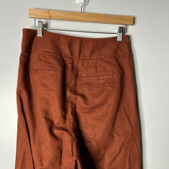 Anthropologie Pants Women’s‎ 6 Brown Wide Leg Crop Side Button High Rise Linen - Picture 6 of 9